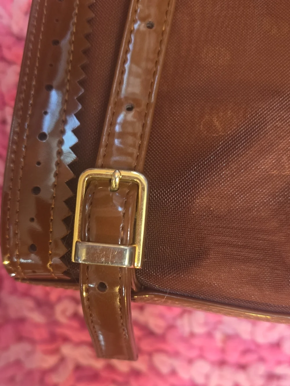 Valentino Garavani Brown Leather & Mesh Top Handle Backpack - Picture 7 of 16